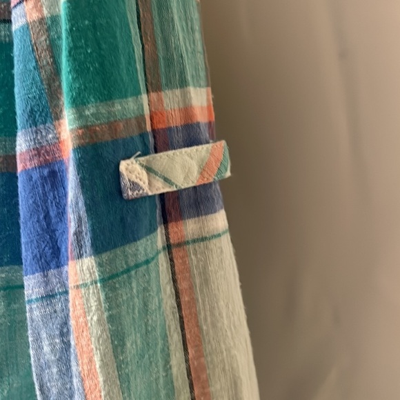 Columbia Women’s Size Large Plaid Long Sleeve Button Front Cotton Top Blouse - Picture 5 of 8